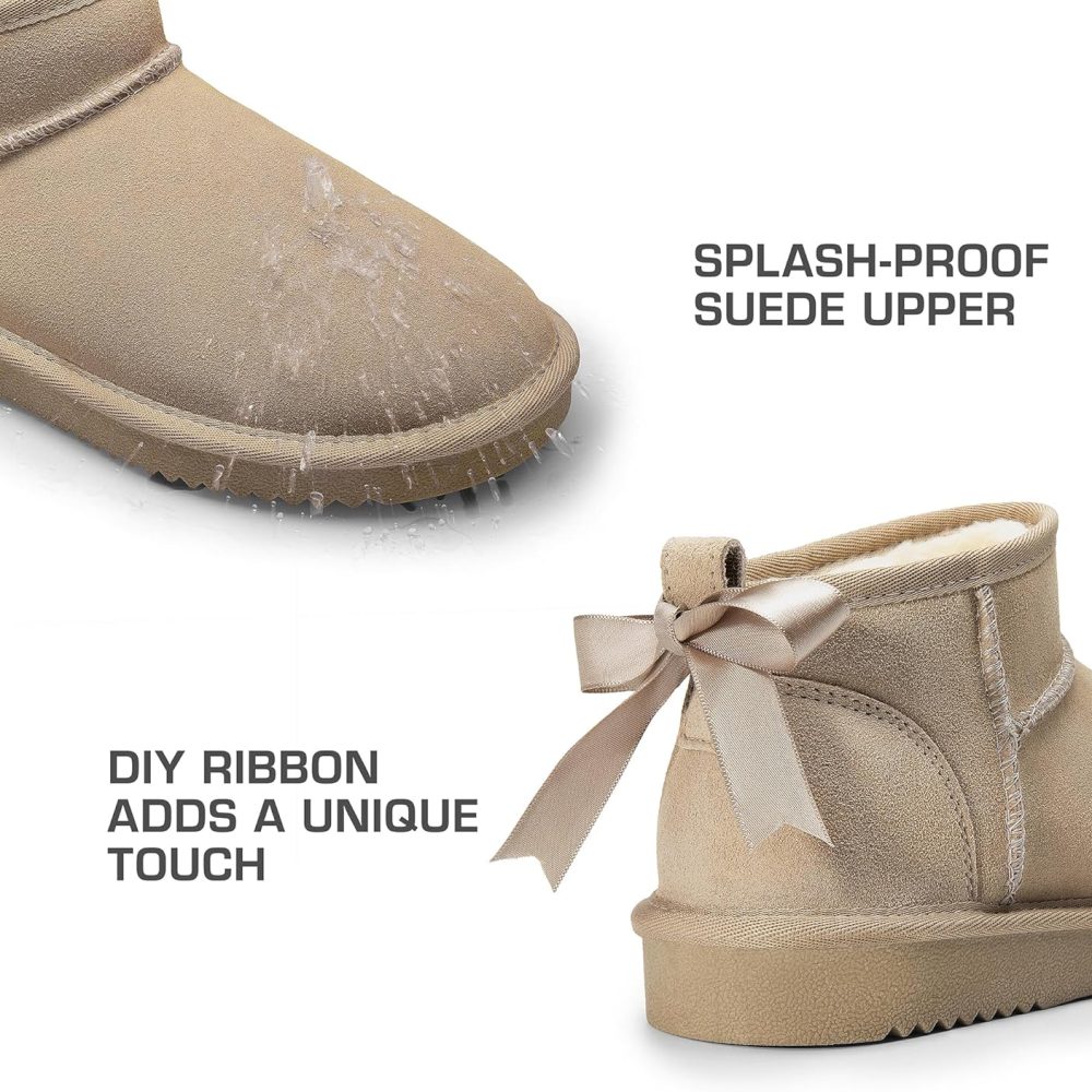 DREAM PAIRS Ankle Winter Mini Boots for Women Genuine Suede Faux Fur Lining Water Resistant Warm Snow Boots Slip On Memory Foam Comfort Booties FuzzyClassic - Image 5