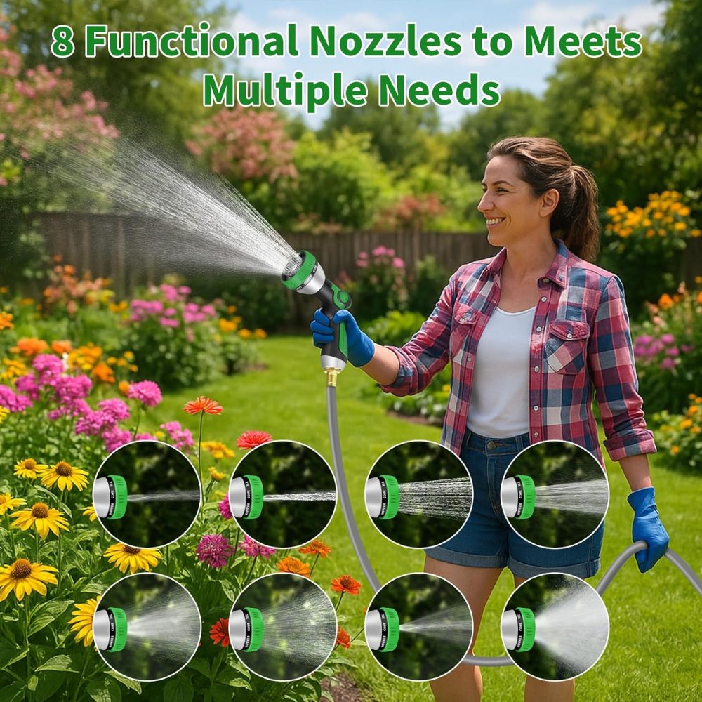 SHAWTY Retractable Garden Hose Reel 100FT 1/2" - 4-Layer Hose with Metal Bracket, Auto-Lock Slow Retraction, Outdoor Water Hose Reel for Yard & Garden - Nozzle Included (Green, 1/2" 100ft) - Image 3