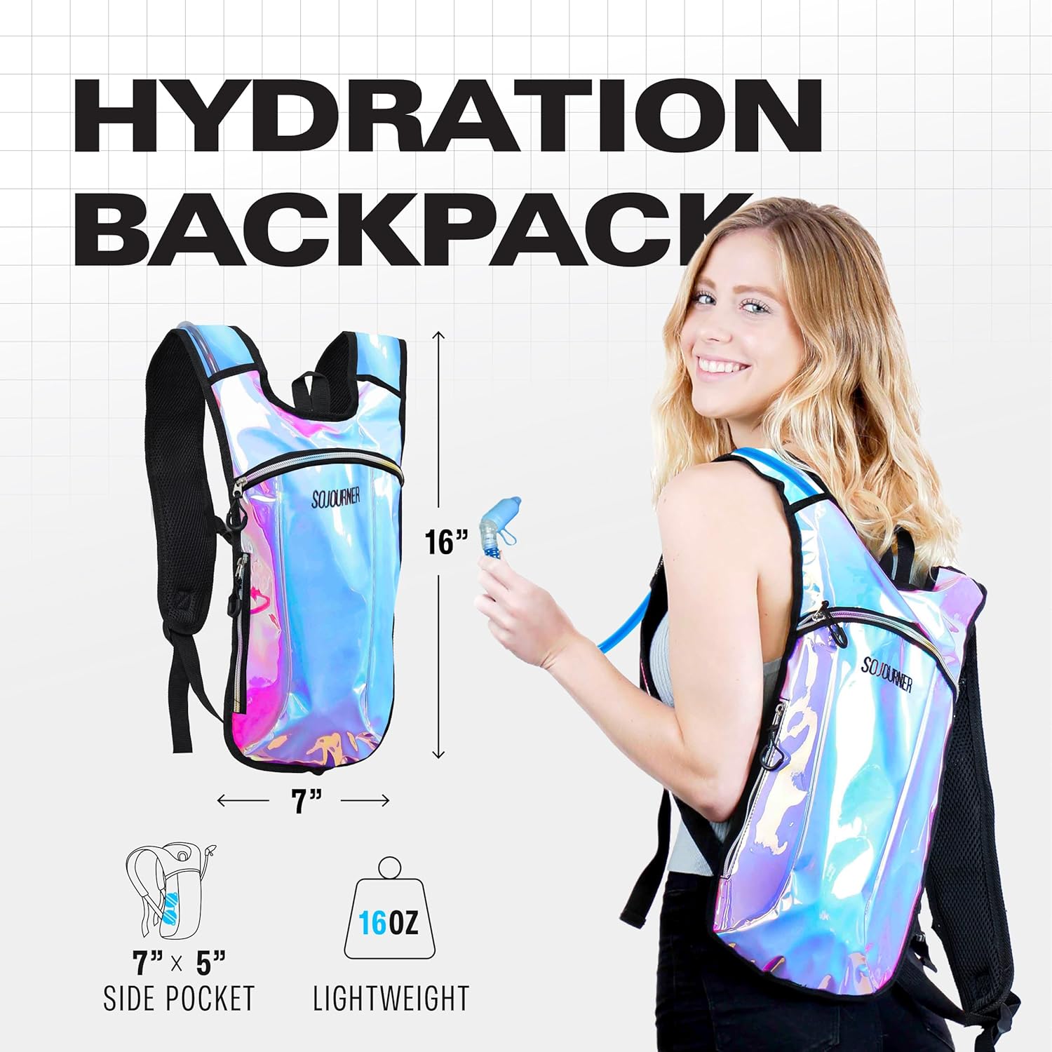 Sojourner Rave Hydration Pack - Hydration Backpack - Hydropack with 2L Bladder - Water Backpack for Festivals, Hiking, Running, Biking and More - Image 2