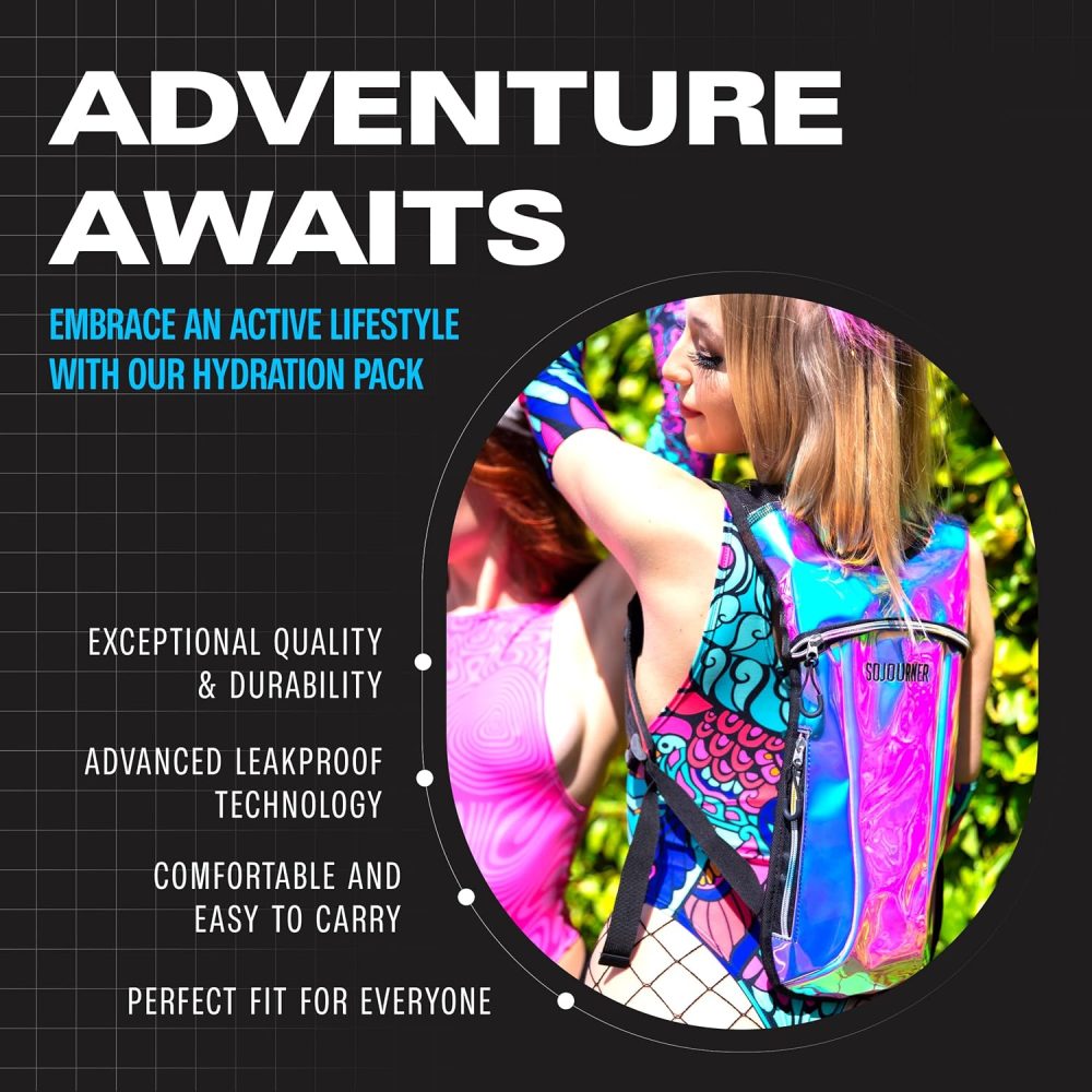 Sojourner Rave Hydration Pack - Hydration Backpack - Hydropack with 2L Bladder - Water Backpack for Festivals, Hiking, Running, Biking and More - Image 5