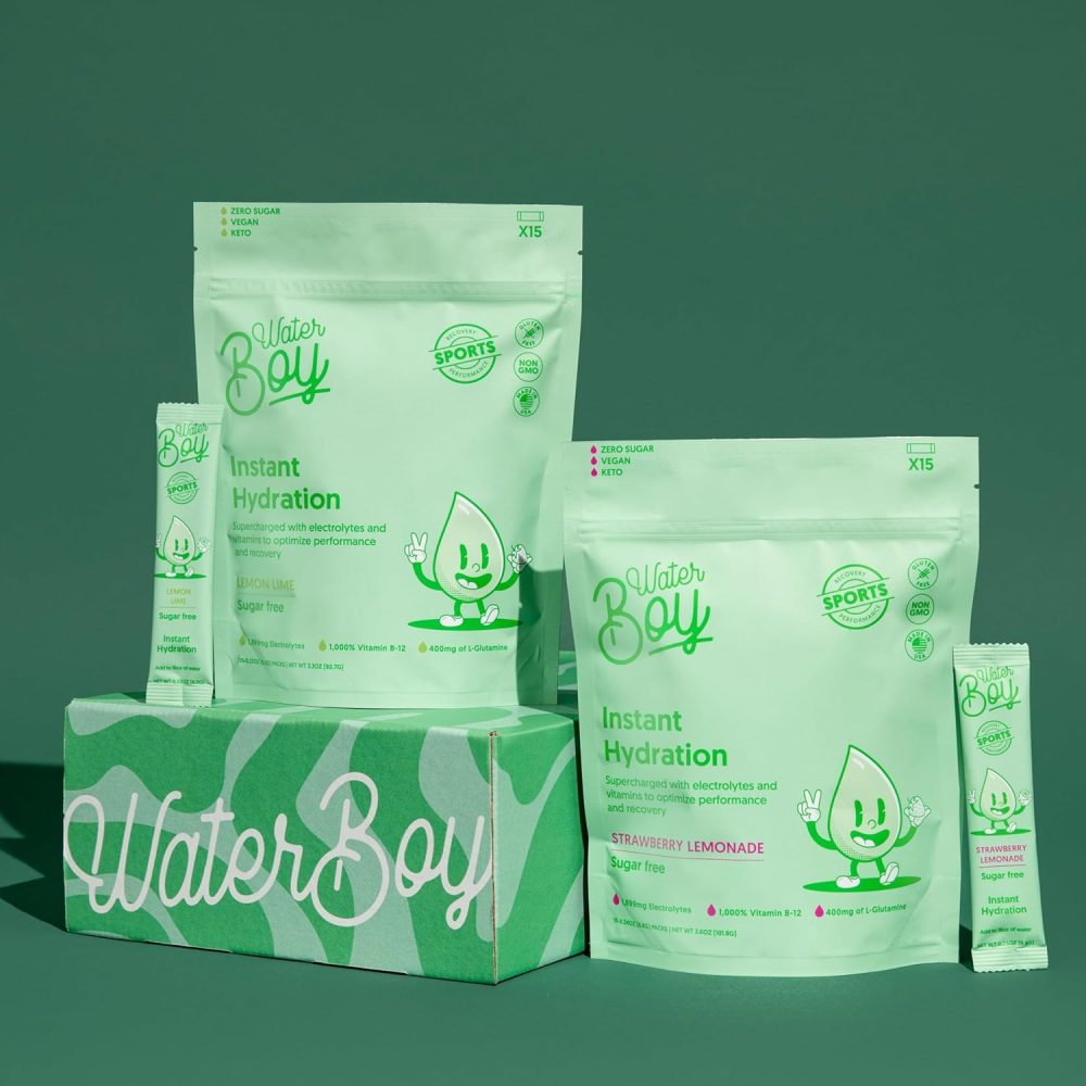 Waterboy Workout Hydration | 2,960mg Sugar Free Electrolyte Powder Packets | L-Glutamine + Vitamins | No Sugar, All Natural, Gluten Free (Variety) - Image 8